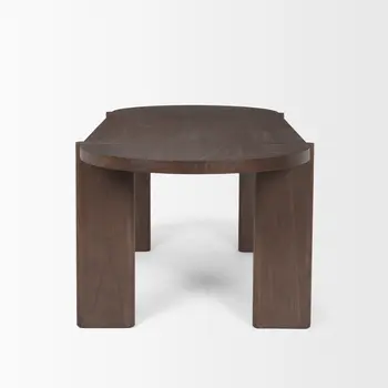 91" Brown Wood Oval Dining Table
