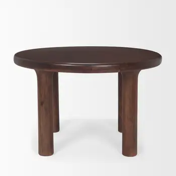48" Brown Solid Wood Round Top Dining Table