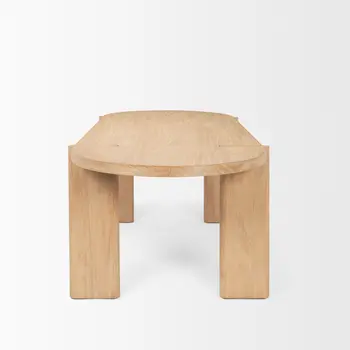 91" Light Brown Wood Oval Dining Table