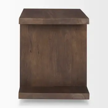 22" Brown Solid Wood Sled End Table With Shelf