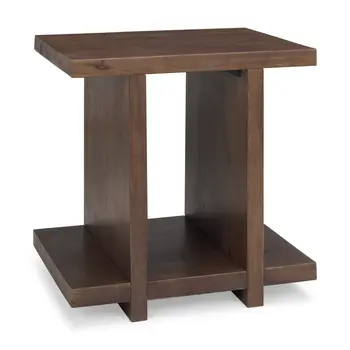 22" Brown Solid Wood Sled End Table With Shelf