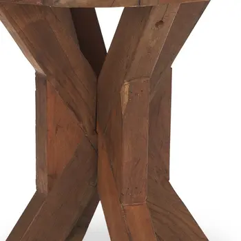 26" Brown Distressed Reclaimed Wood End Table
