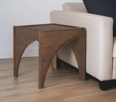 24" Brown Wood Modern Arched Square End Table