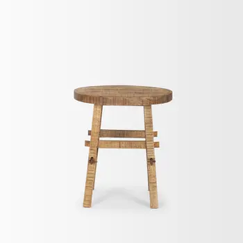 23" Brown Distressed Solid Wood End Table