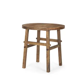 26" Brown Distressed Solid Wood End Table
