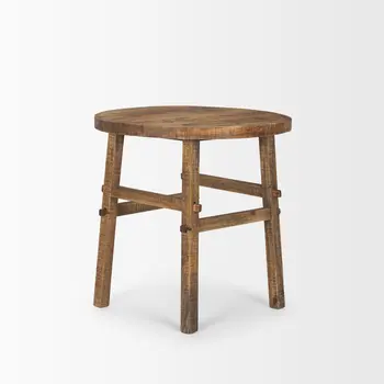 26" Brown Distressed Solid Wood End Table