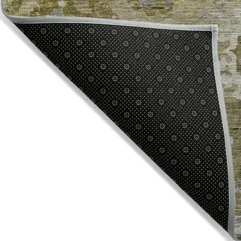 5' X 8' Brown Green And Gray Floral Washable Indoor Outdoor Area Rug