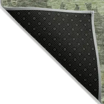5' X 8' Fern Green And Olive Green Floral Washable Indoor Outdoor Area Rug