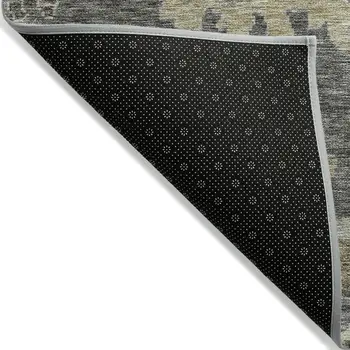 5' X 8' Gray And Charcoal Floral Washable Indoor Outdoor Area Rug