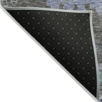 10' X 14' Taupe Green And Blue Floral Washable Indoor Outdoor Area Rug