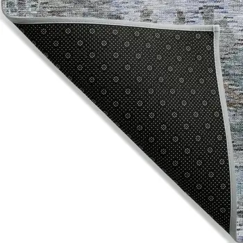 5' X 8' Blue Gray And Brown Floral Washable Indoor Outdoor Area Rug