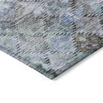 5' X 8' Blue Gray And Brown Floral Washable Indoor Outdoor Area Rug