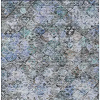 10' X 14' Blue Gray And Brown Floral Washable Indoor Outdoor Area Rug