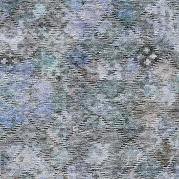 10' X 14' Blue Gray And Brown Floral Washable Indoor Outdoor Area Rug