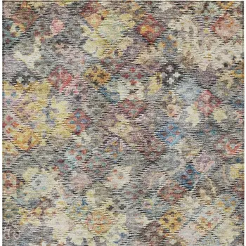 5' X 8' Gold Blue And Brown Floral Washable Indoor Outdoor Area Rug