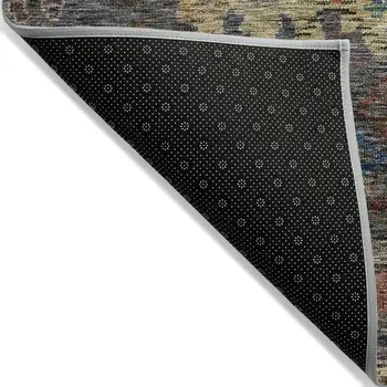 10' X 14' Gray Green And Terra Cotta Floral Washable Indoor Outdoor Area Rug