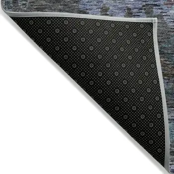 3' X 5' Teal Blue And Charcoal Floral Washable Indoor Outdoor Area Rug