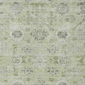 8' X 10' Artichoke Green Beige And Gray Damask Washable Indoor Outdoor Area Rug