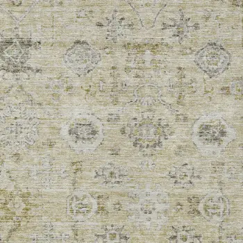 3' X 5' Beige And Gray Damask Washable Indoor Outdoor Area Rug