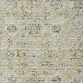 5' X 8' Beige And Gray Damask Washable Indoor Outdoor Area Rug