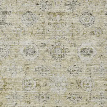 10' X 14' Beige And Gray Damask Washable Indoor Outdoor Area Rug