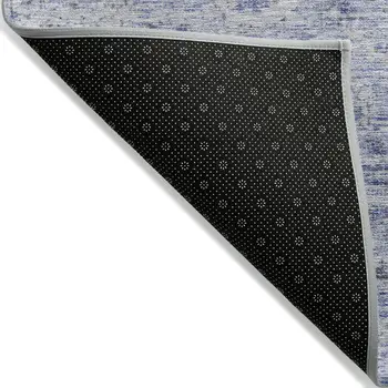 3' X 5' Blue And Gray Damask Washable Indoor Outdoor Area Rug
