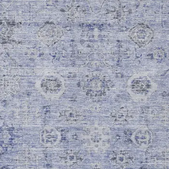 5' X 8' Blue And Gray Damask Washable Indoor Outdoor Area Rug