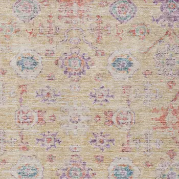 3' X 5' Orange Purple And Teal Blue Damask Washable Indoor Outdoor Area Rug