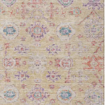 5' X 8' Orange Purple And Teal Blue Damask Washable Indoor Outdoor Area Rug