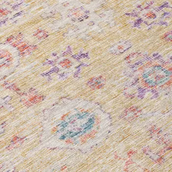 5' X 8' Orange Purple And Teal Blue Damask Washable Indoor Outdoor Area Rug