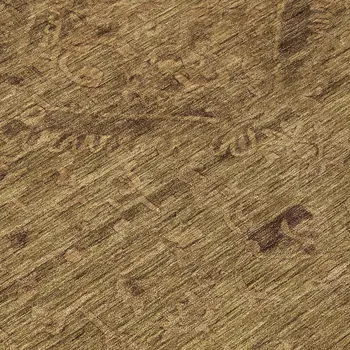 8' Brown And Tan Round Floral Washable Indoor Outdoor Area Rug