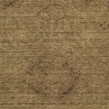 9' X 12' Brown And Tan Floral Washable Indoor Outdoor Area Rug