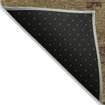 10' X 14' Brown And Tan Floral Washable Indoor Outdoor Area Rug