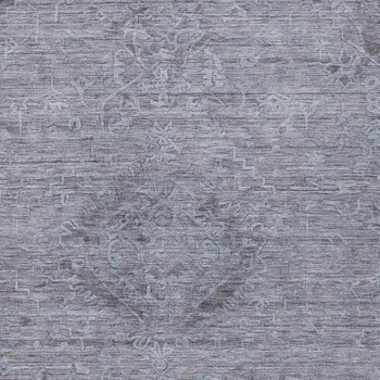 3' X 5' Blue And Gray Floral Washable Indoor Outdoor Area Rug