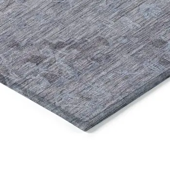 8' X 10' Blue And Gray Floral Washable Indoor Outdoor Area Rug