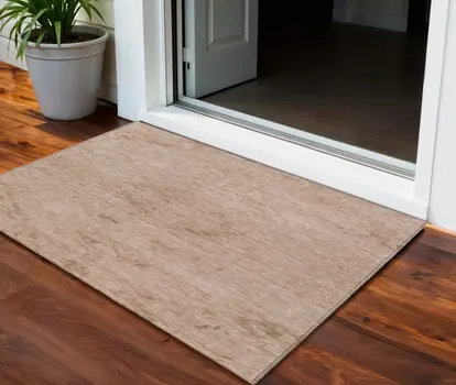 3' X 5' Coral And Tan Floral Washable Indoor Outdoor Area Rug