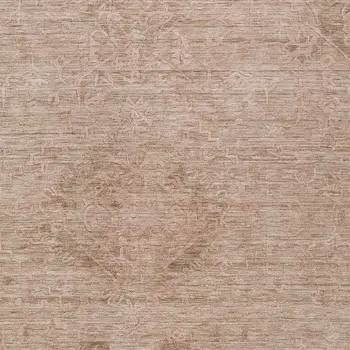 8' X 10' Coral And Tan Floral Washable Indoor Outdoor Area Rug