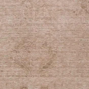 10' X 14' Coral And Tan Floral Washable Indoor Outdoor Area Rug