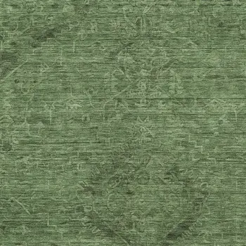 5' X 8' Fern Green And Dark Green Floral Washable Indoor Outdoor Area Rug