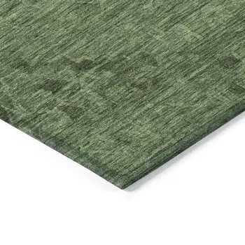 10' X 14' Fern Green And Dark Green Floral Washable Indoor Outdoor Area Rug