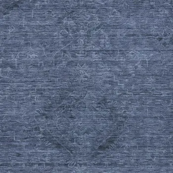8' X 10' Navy Blue And Charcoal Floral Washable Indoor Outdoor Area Rug