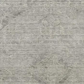 9' X 12' Pewter And Beige Floral Washable Indoor Outdoor Area Rug