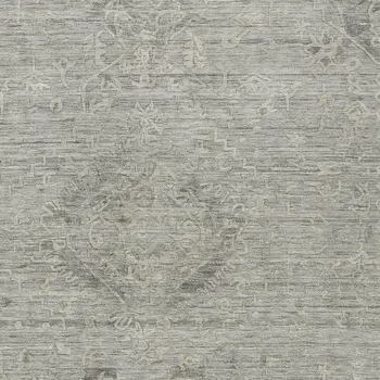 10' X 14' Pewter And Beige Floral Washable Indoor Outdoor Area Rug