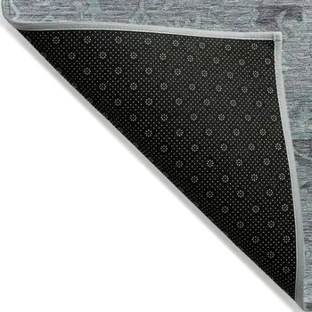 5' X 8' Teal Blue And Gray Floral Washable Indoor Outdoor Area Rug
