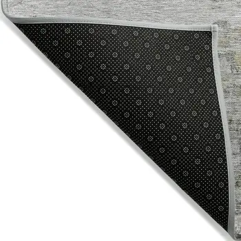 8' X 10' Gray Charcoal And Gold Abstract Washable Indoor Outdoor Area Rug