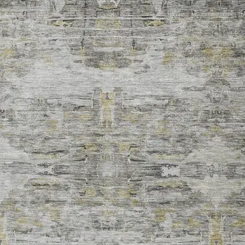 10' X 14' Gray Charcoal And Gold Abstract Washable Indoor Outdoor Area Rug