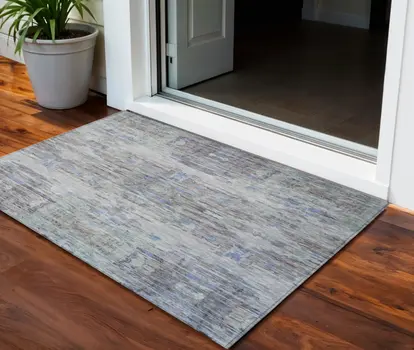 3' X 5' Taupe Blue And Green Abstract Washable Indoor Outdoor Area Rug
