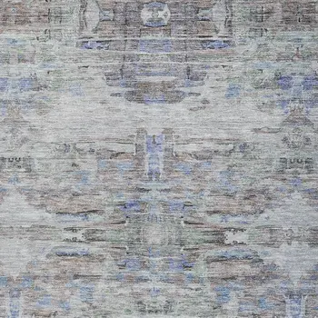 3' X 5' Taupe Blue And Green Abstract Washable Indoor Outdoor Area Rug