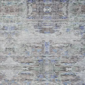 10' X 14' Taupe Blue And Green Abstract Washable Indoor Outdoor Area Rug