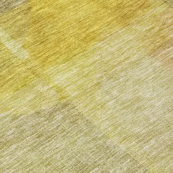 8' Gold Green And Brown Round Abstract Washable Indoor Outdoor Area Rug